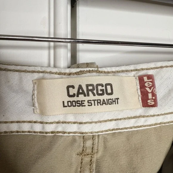 VTG Levi's Cargo Pants Mens 38/30 (40/29) Khaki Loose Straight Baggy Skate Y2K - Picture 9 of 11